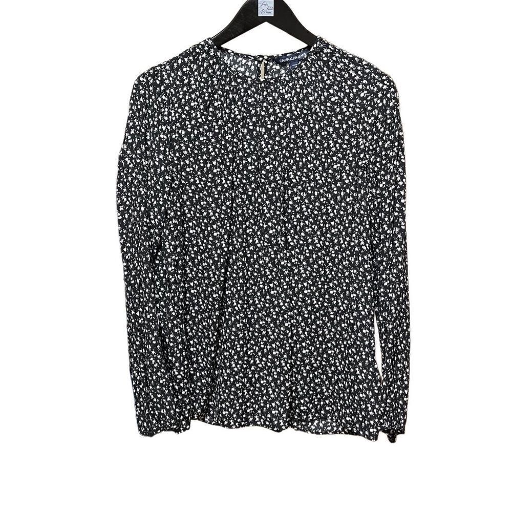 🌟NEW🌟Calvin Klein Black White Long Sleeve Blouse